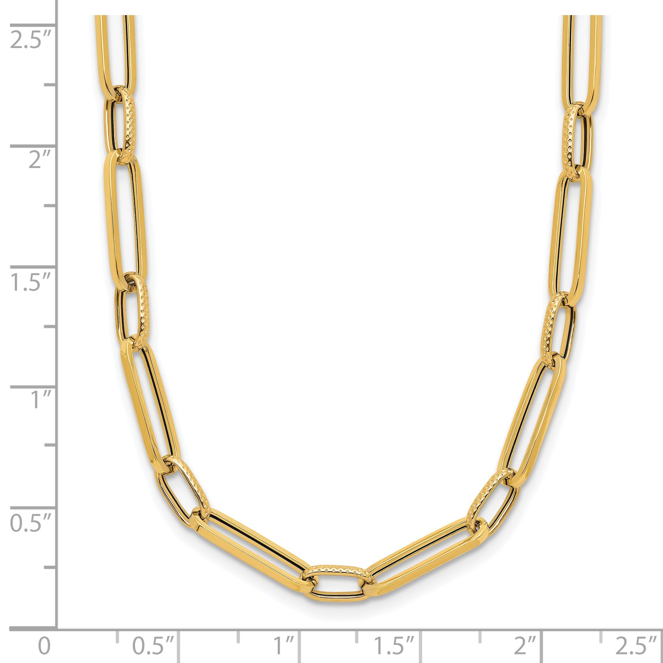14K Yellow Gold Fancy Link Chain Necklace 17.5 inch