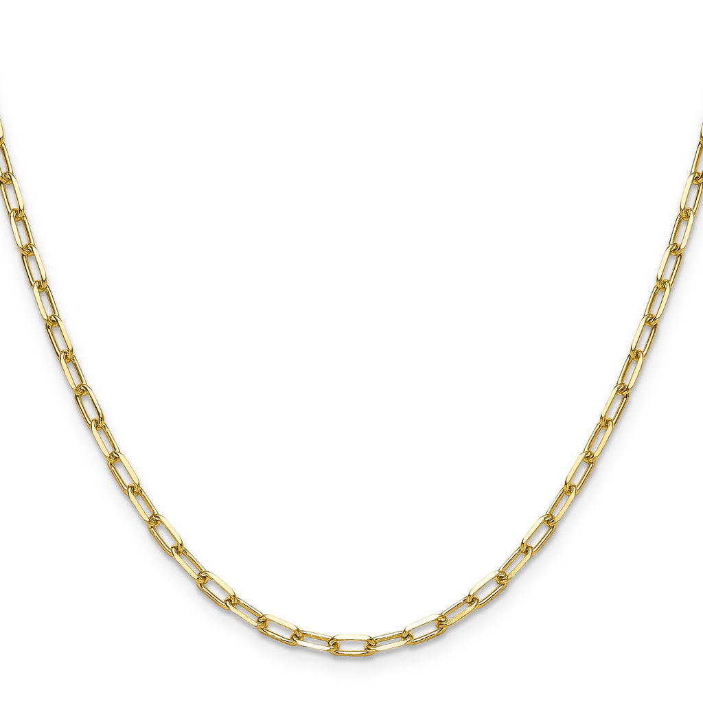 3 mm Solid Beveled Paperclip Chain 14k Yellow Gold