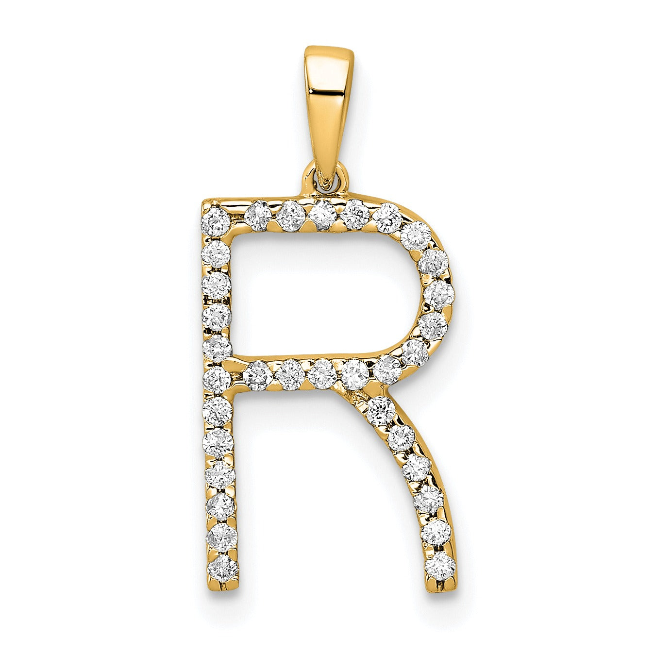 14k Gold Diamond Initial Pendant