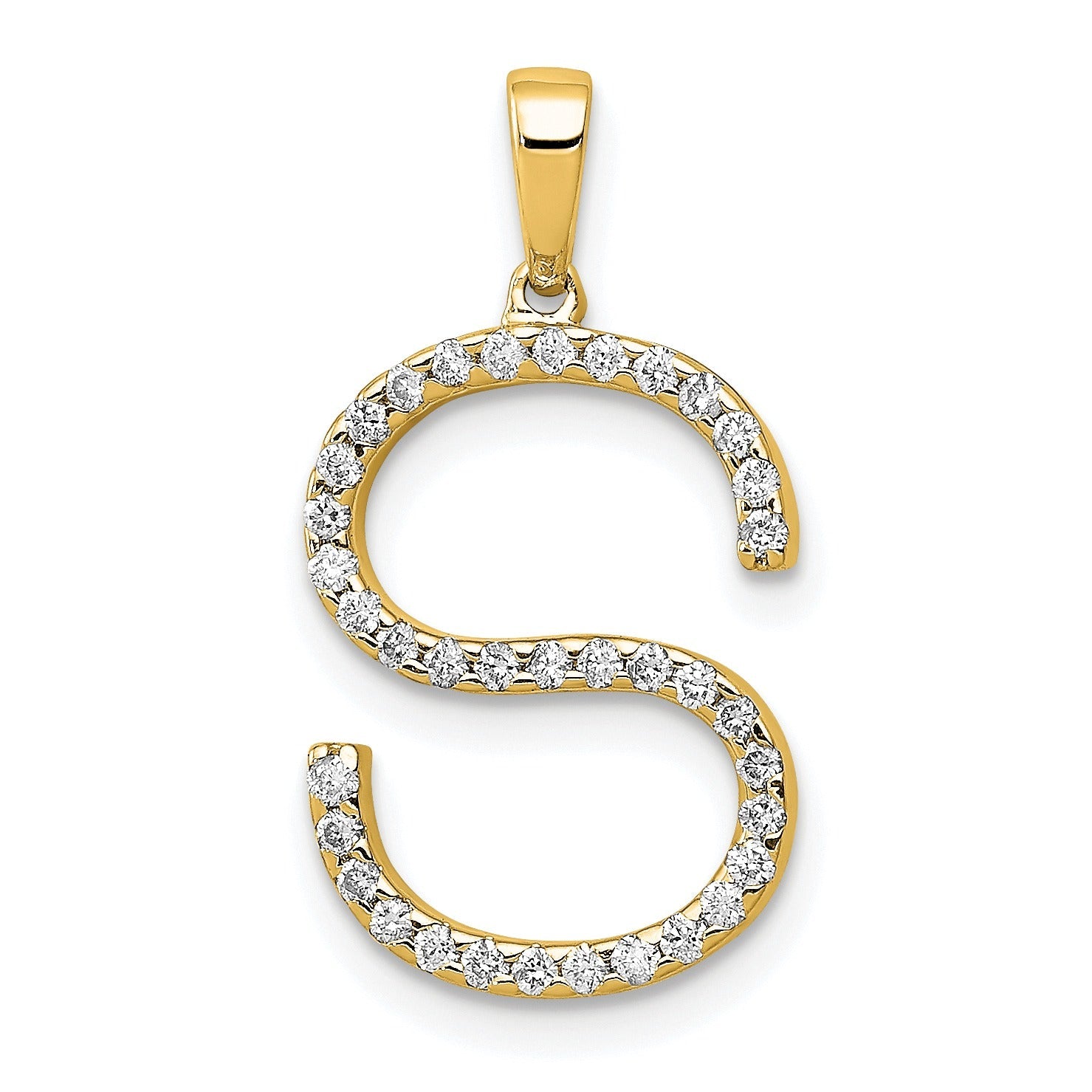 14k Gold Diamond Initial Pendant