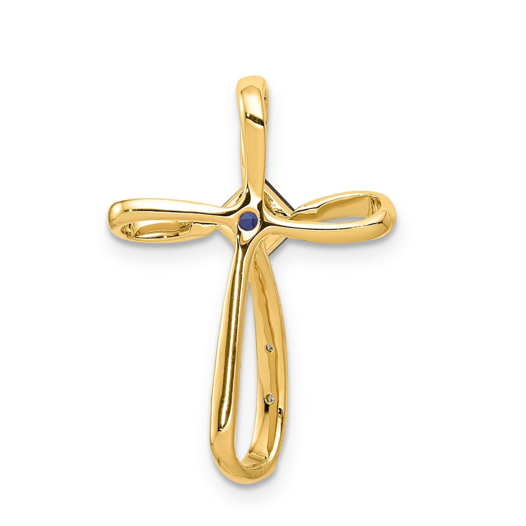 Lab Created Sapphire and Diamond Cross Pendant Gold