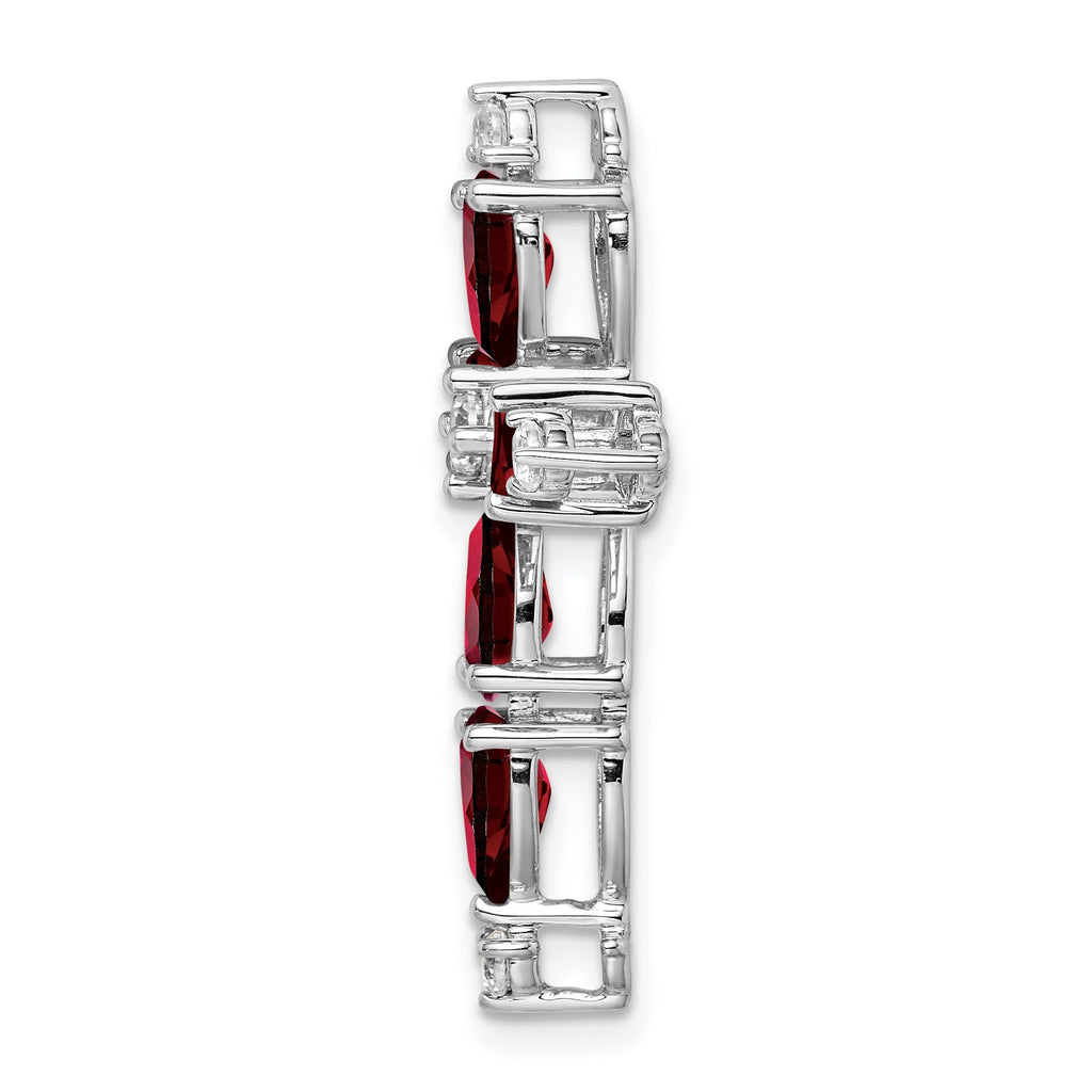 14k White Gold Natural Pear Garnet Diamond Cross Pendant