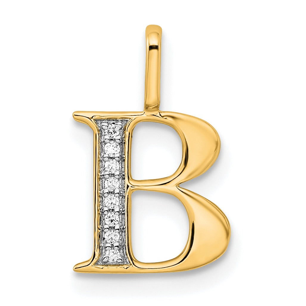 Natural Diamond Initial Letter 14k Gold Pendant
