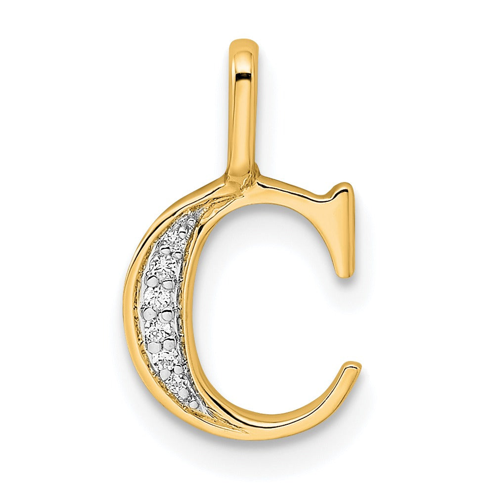 Natural Diamond Initial Letter 14k Gold Pendant