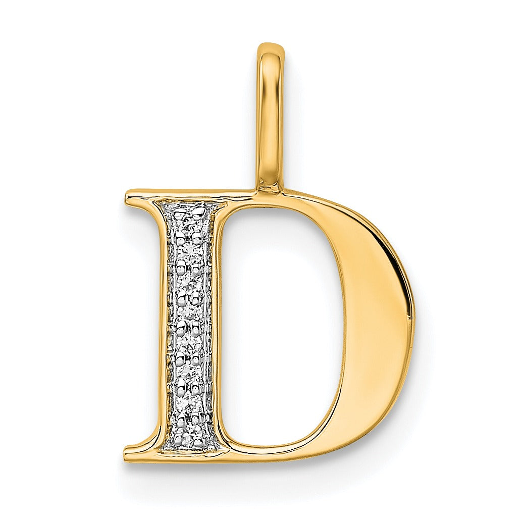 Natural Diamond Initial Letter 14k Gold Pendant