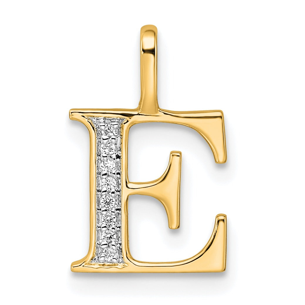 Natural Diamond Initial Letter 14k Gold Pendant
