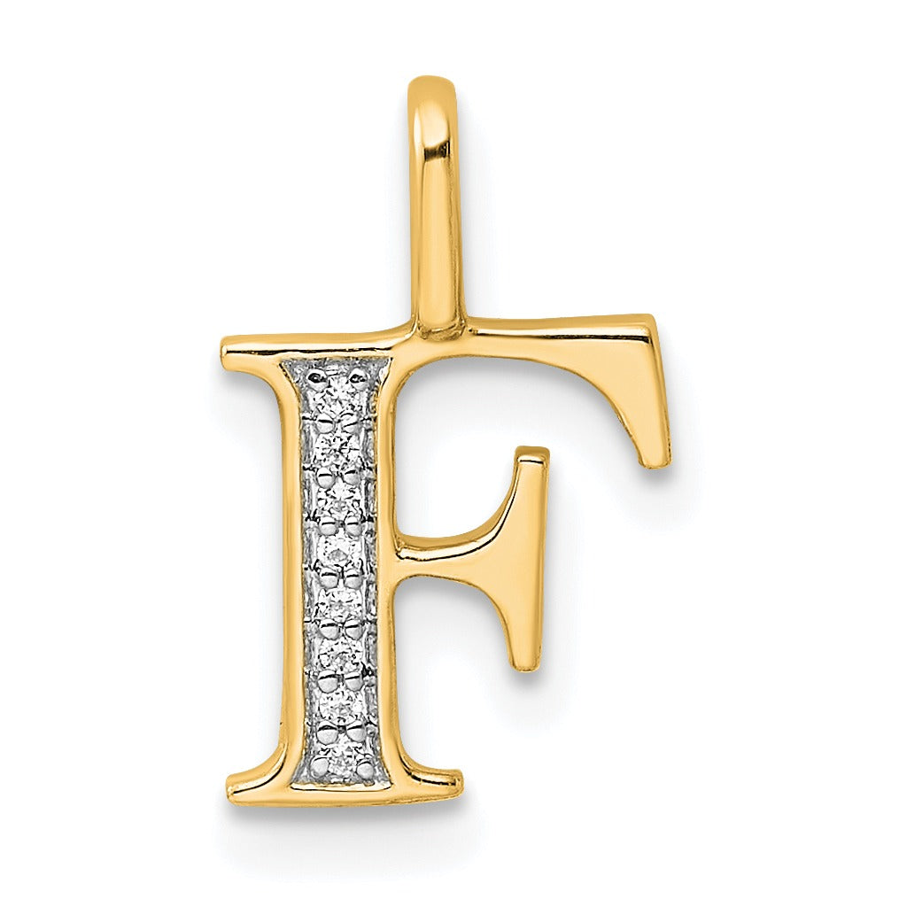 Natural Diamond Initial Letter 14k Gold Pendant