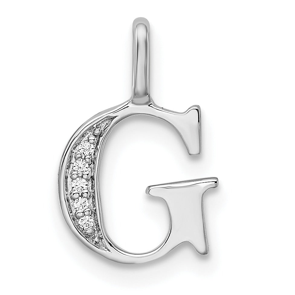 Natural Diamond Initial Letter 14k Gold Pendant