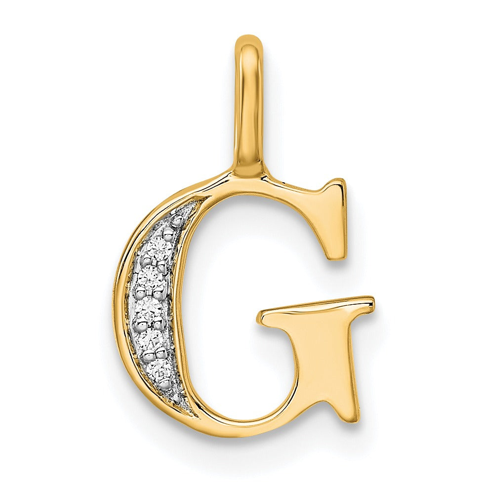 Natural Diamond Initial Letter 14k Gold Pendant