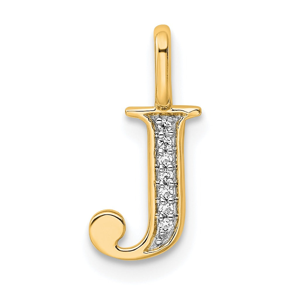 Natural Diamond Initial Letter 14k Gold Pendant