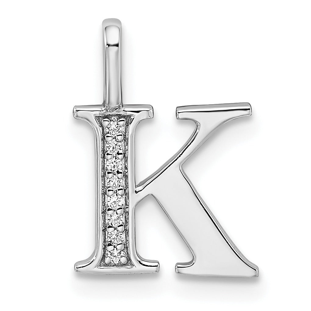 Natural Diamond Initial Letter 14k Gold Pendant