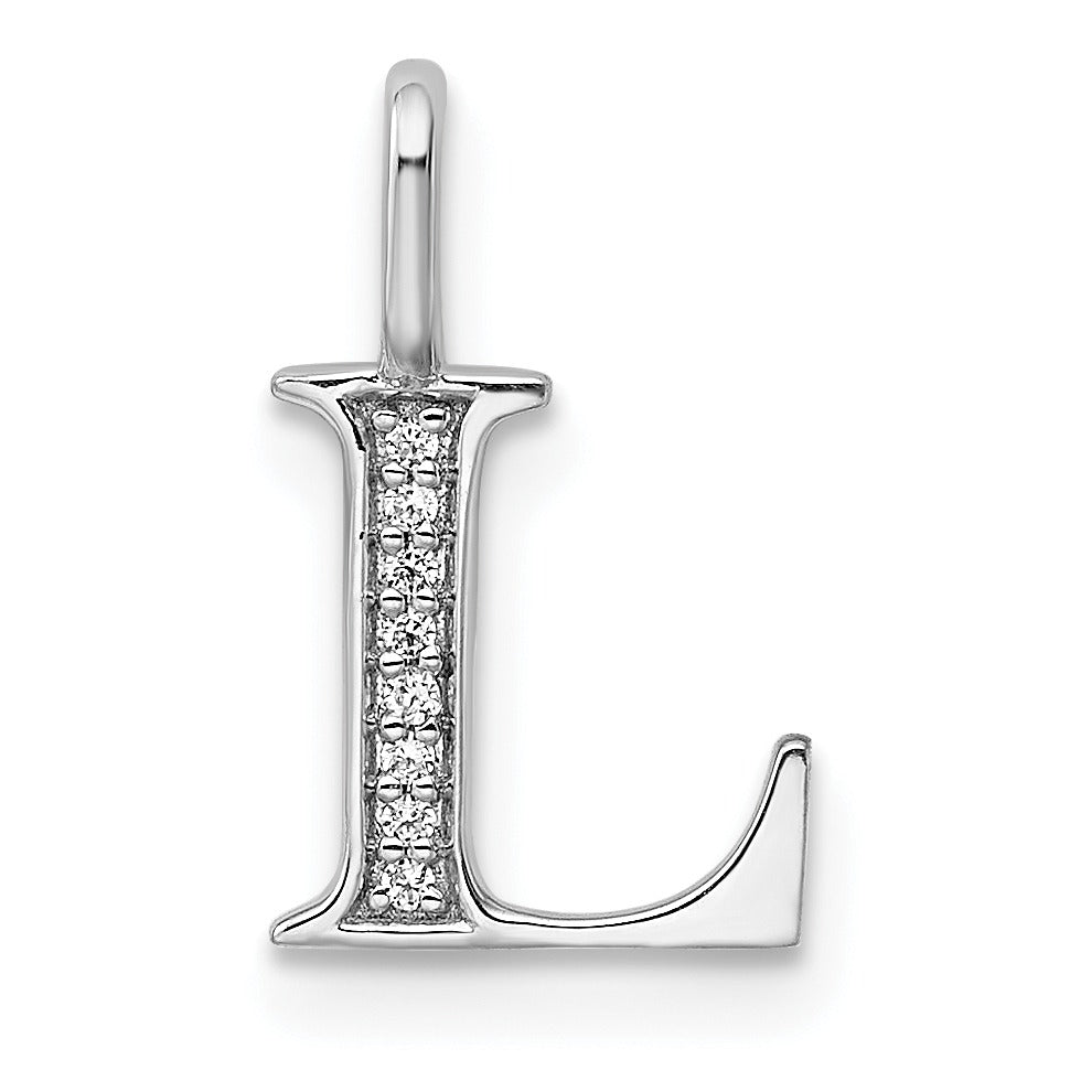 Natural Diamond Initial Letter 14k Gold Pendant