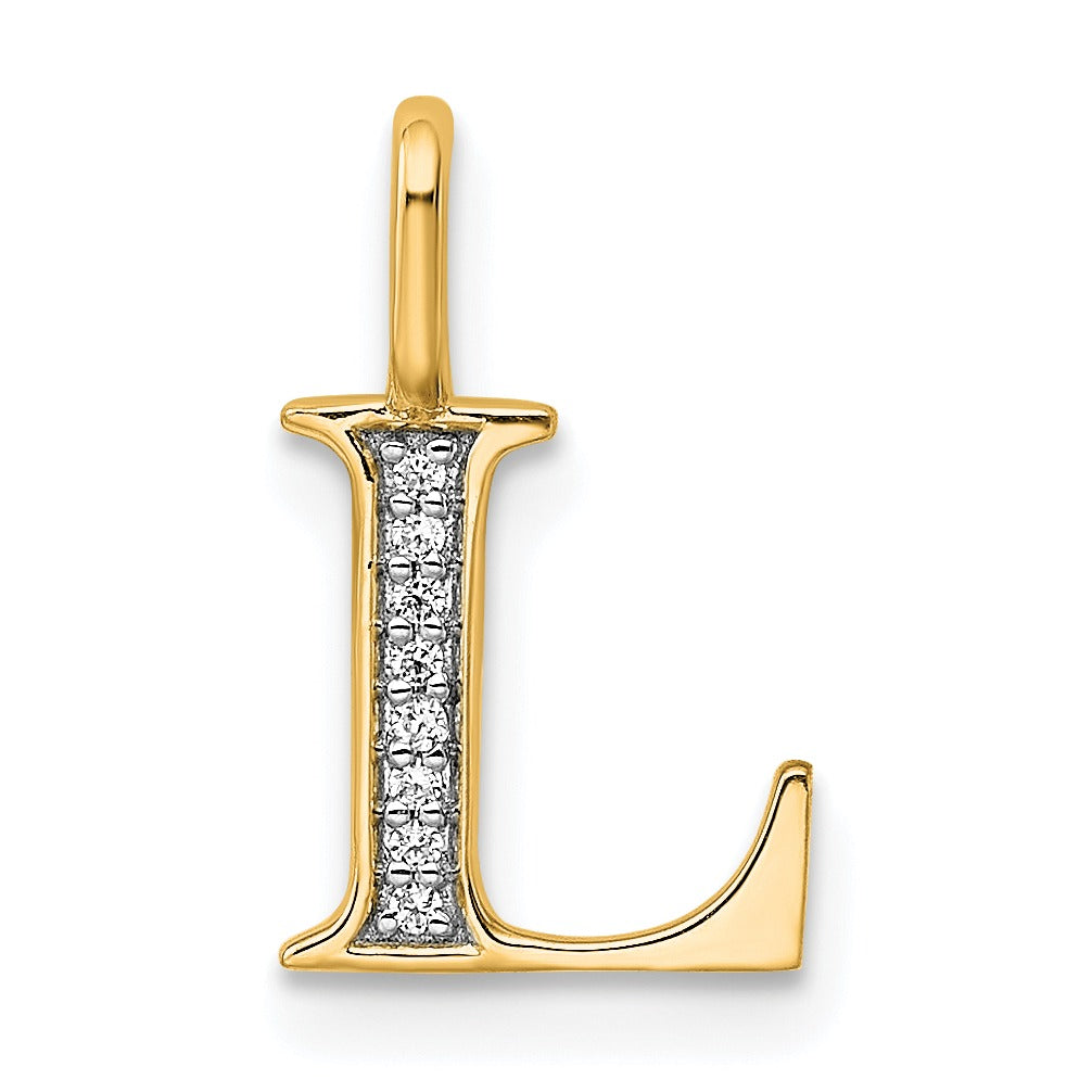 Natural Diamond Initial Letter 14k Gold Pendant