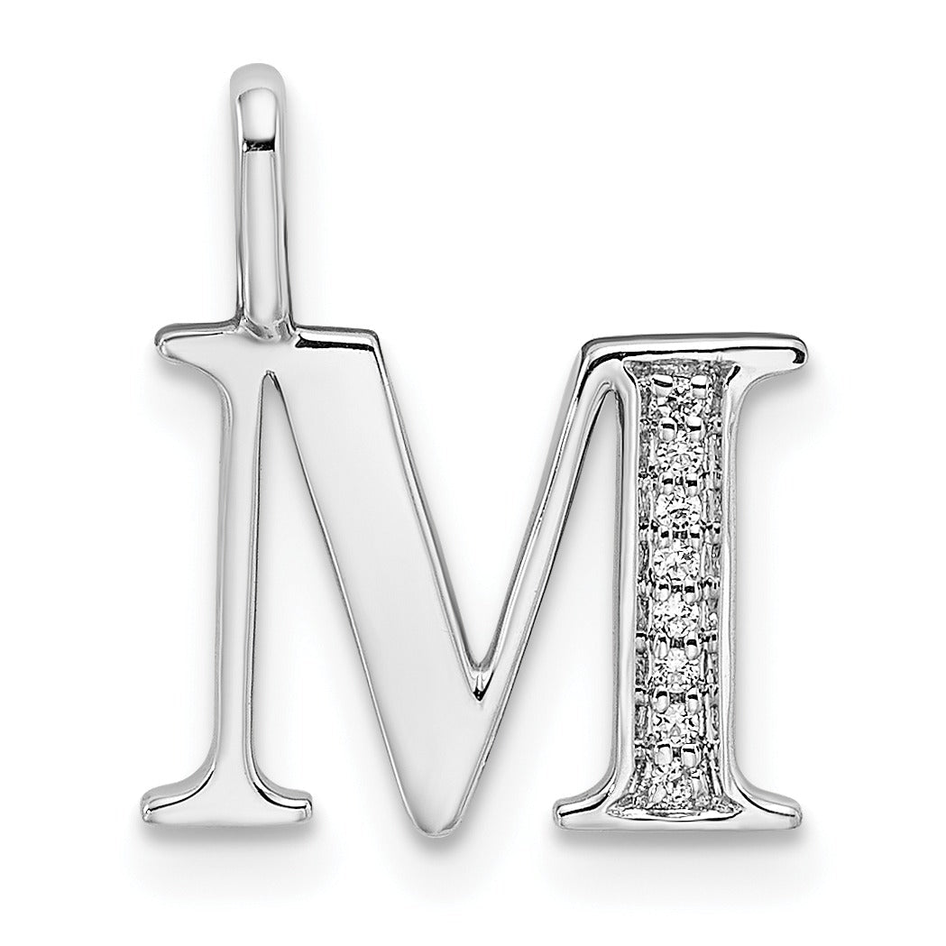 Natural Diamond Initial Letter 14k Gold Pendant