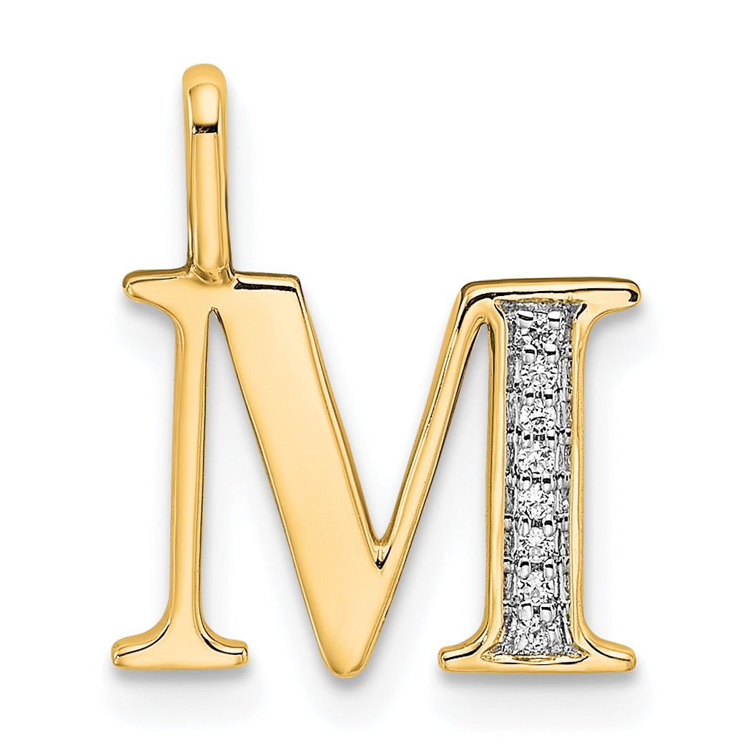 Natural Diamond Initial Letter 14k Gold Pendant