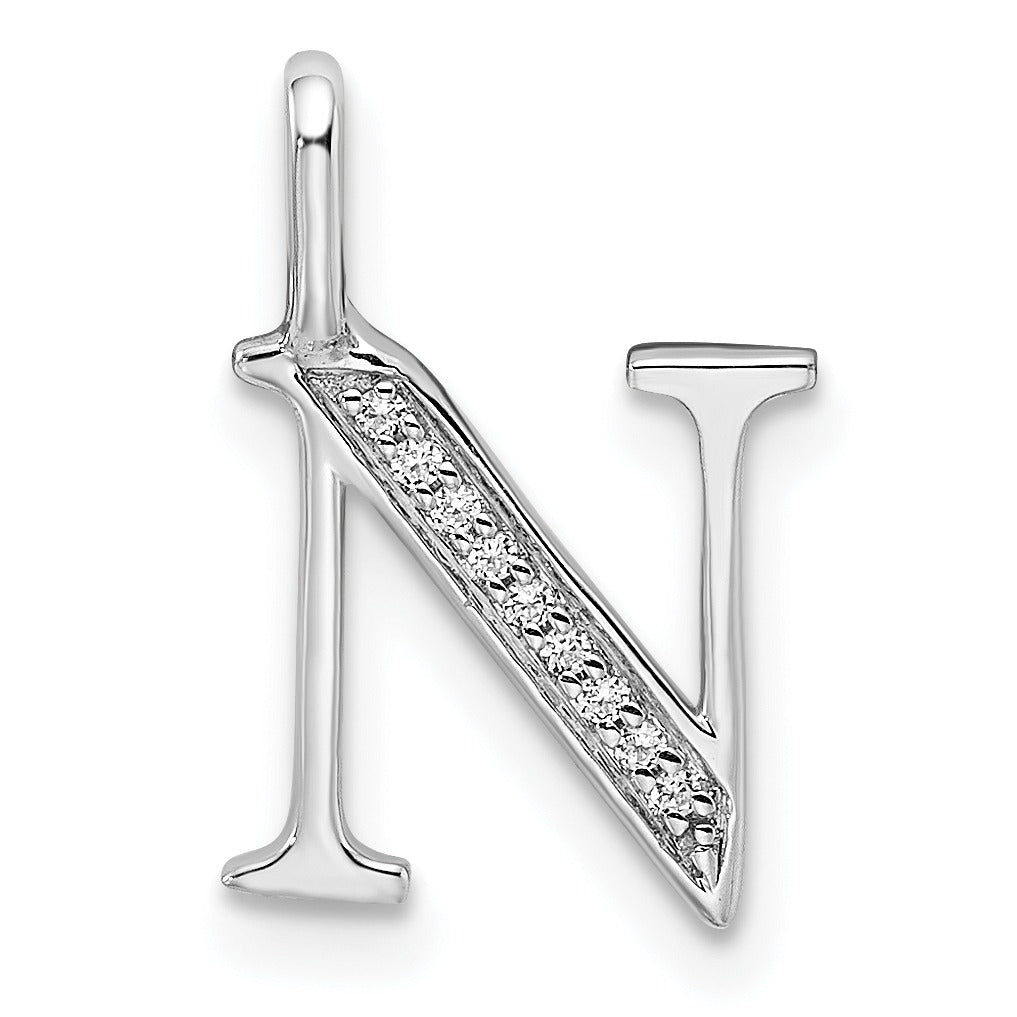 Natural Diamond Initial Letter 14k Gold Pendant