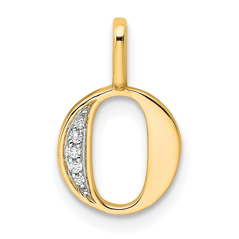 Natural Diamond Initial Letter 14k Gold Pendant