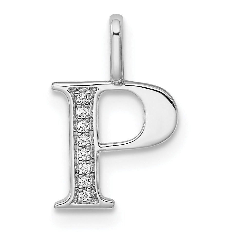 Natural Diamond Initial Letter 14k Gold Pendant
