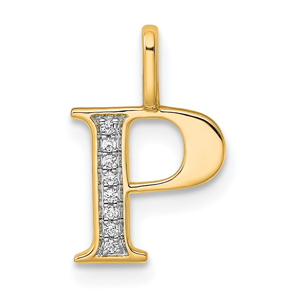 Natural Diamond Initial Letter 14k Gold Pendant