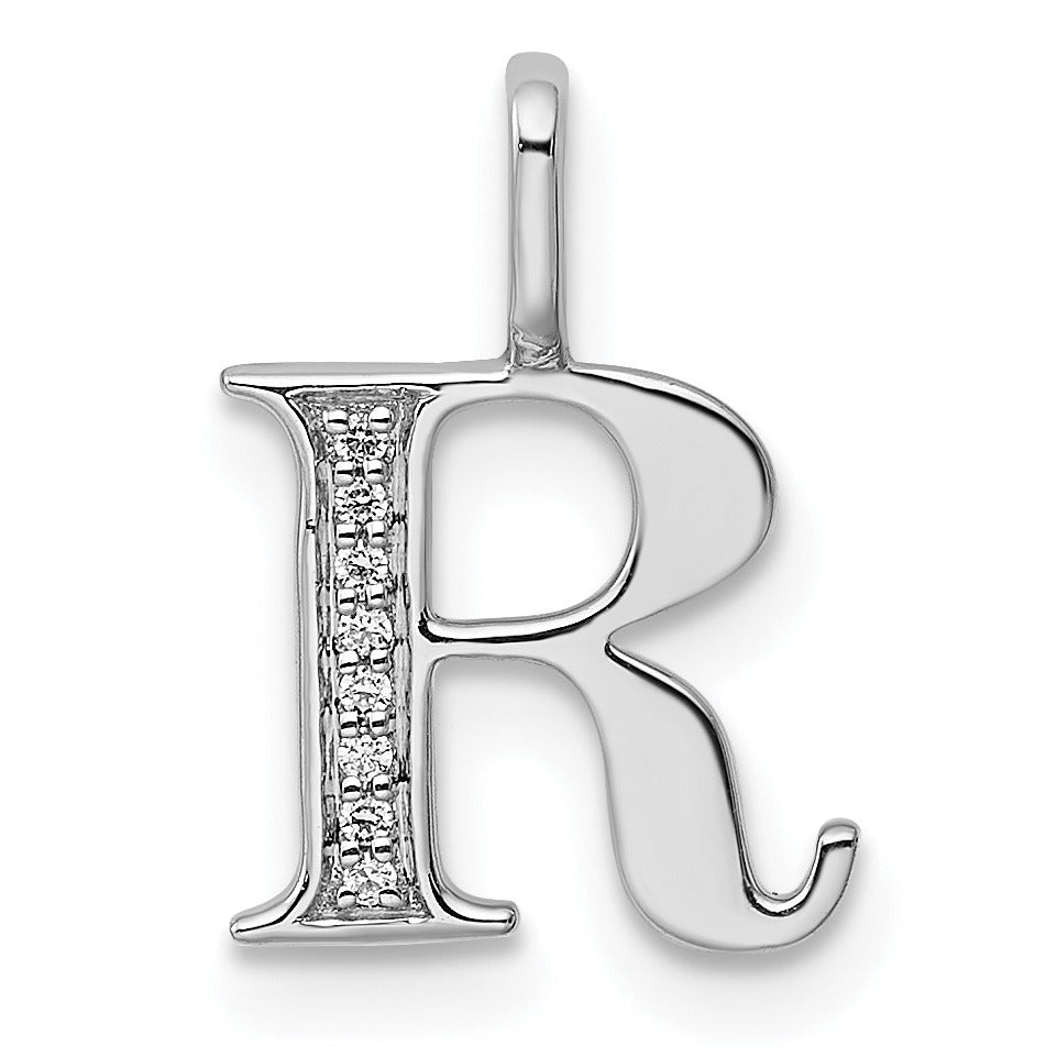 Natural Diamond Initial Letter 14k Gold Pendant
