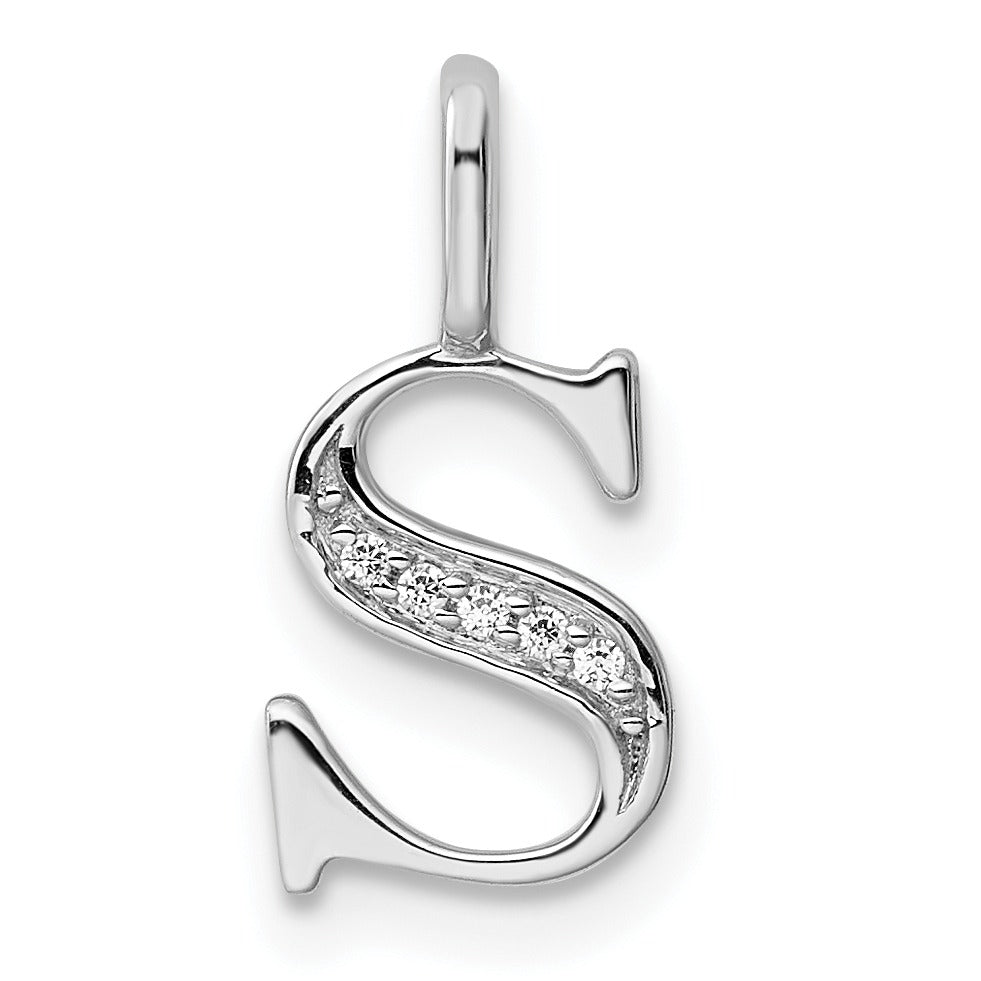 Natural Diamond Initial Letter 14k Gold Pendant