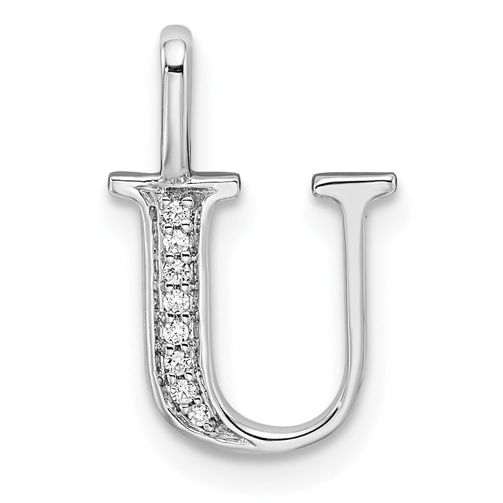 Natural Diamond Initial Letter 14k Gold Pendant
