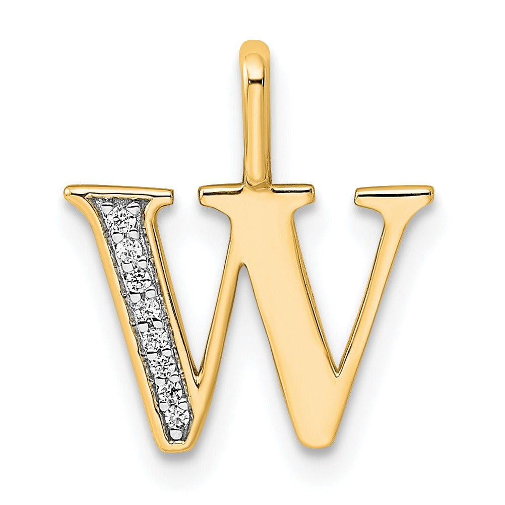 Natural Diamond Initial Letter 14k Gold Pendant