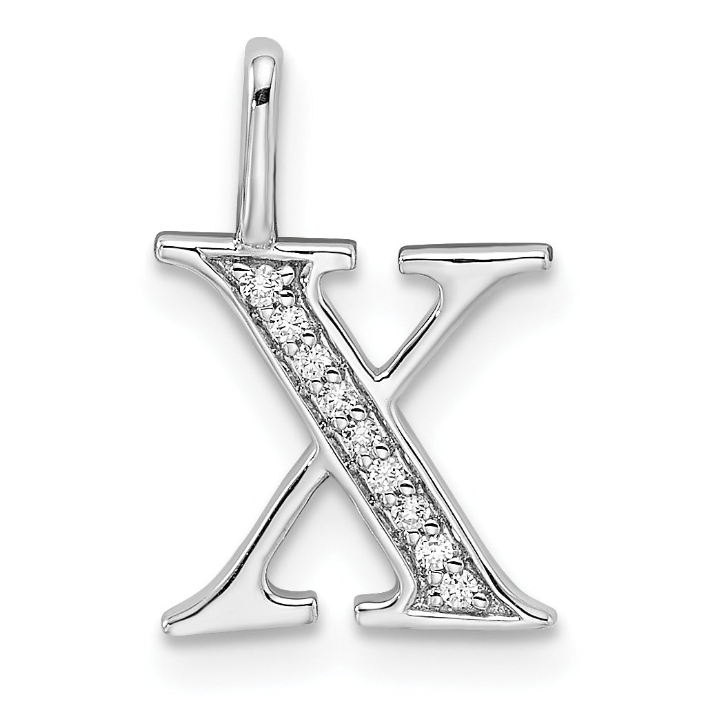 Natural Diamond Initial Letter 14k Gold Pendant