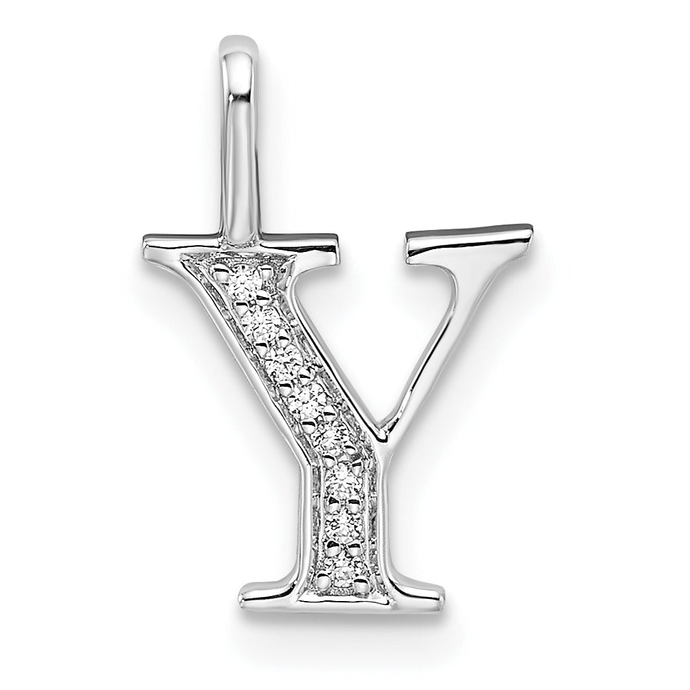 Natural Diamond Initial Letter 14k Gold Pendant