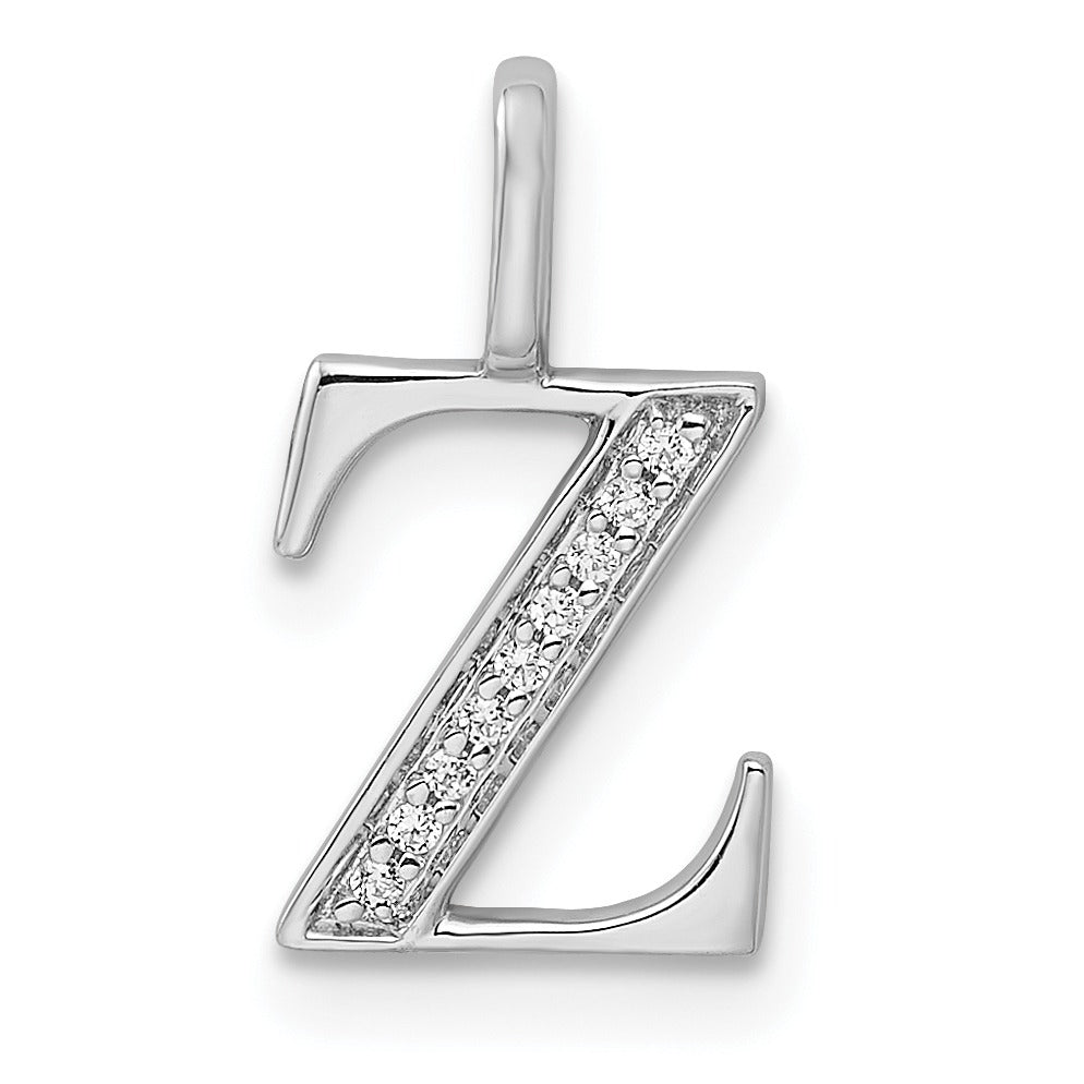 Natural Diamond Initial Letter 14k Gold Pendant