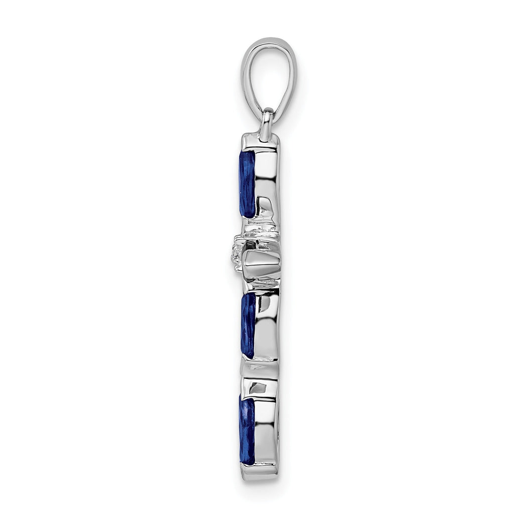 Sterling Silver Natural Sapphire and Diamond Pendant