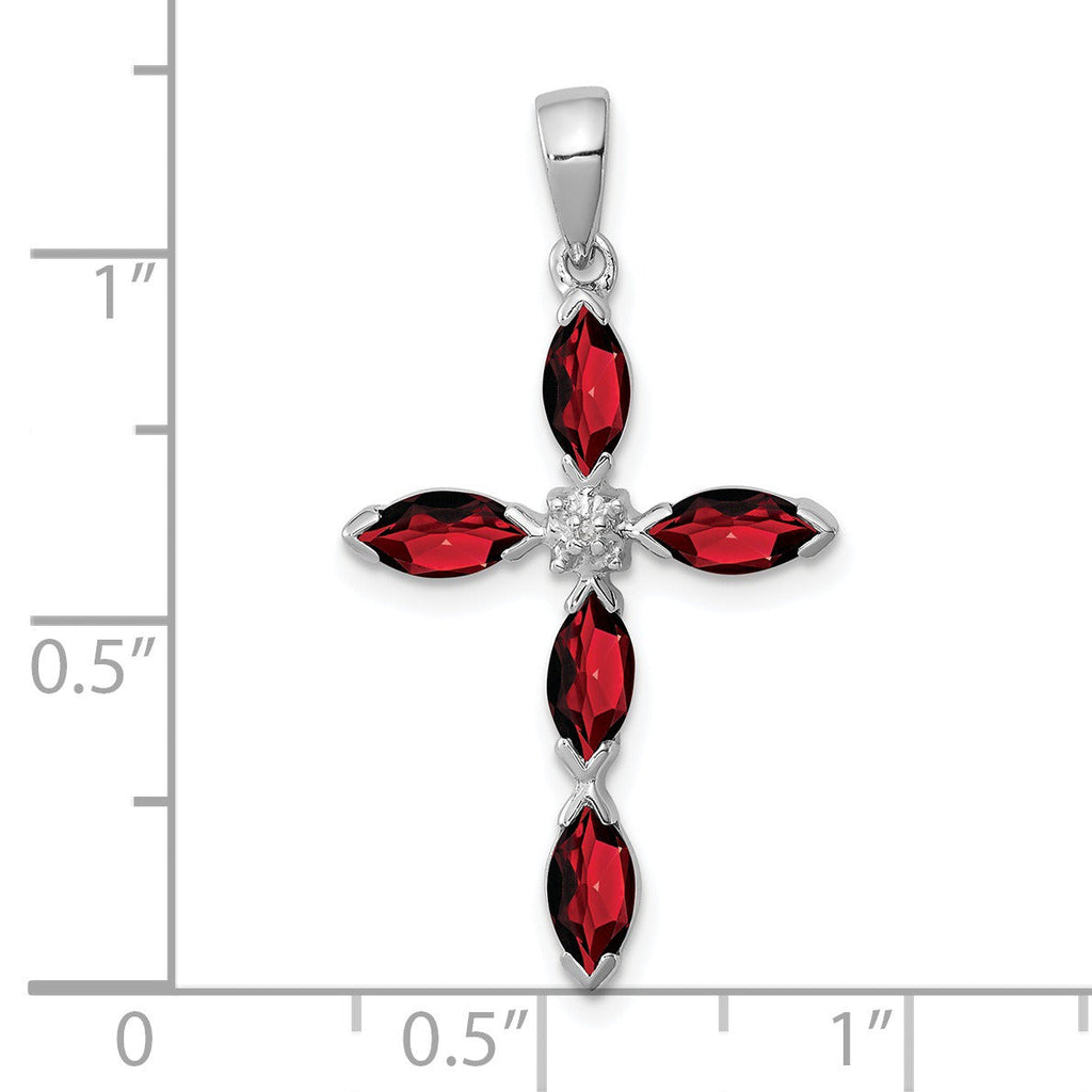 Sterling Silver Natural Garnet and Diamond Pendant