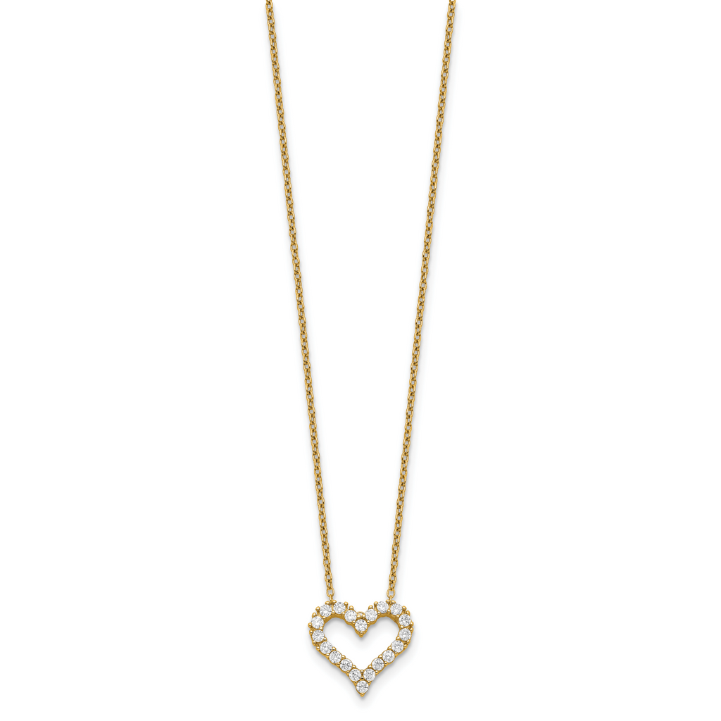 Sterling Silver CZ Heart Necklace