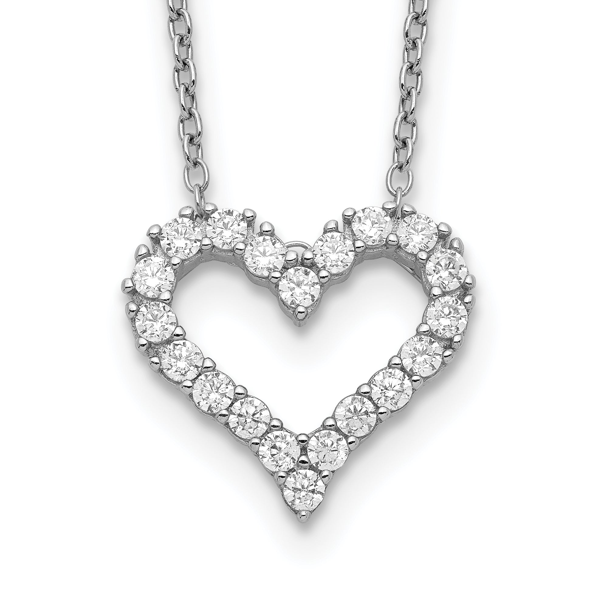 Diamond heart pendant necklace in white gold, fine jewelry from FCJ Jewelry LLC USA