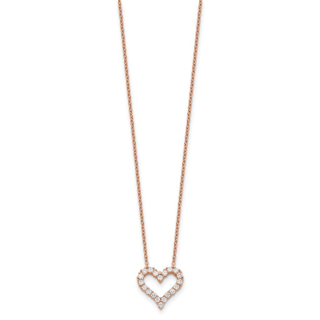 Sterling Silver CZ Heart Necklace