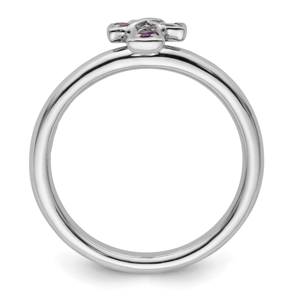 Natural Amethyst Silver Stackable Cross Ring