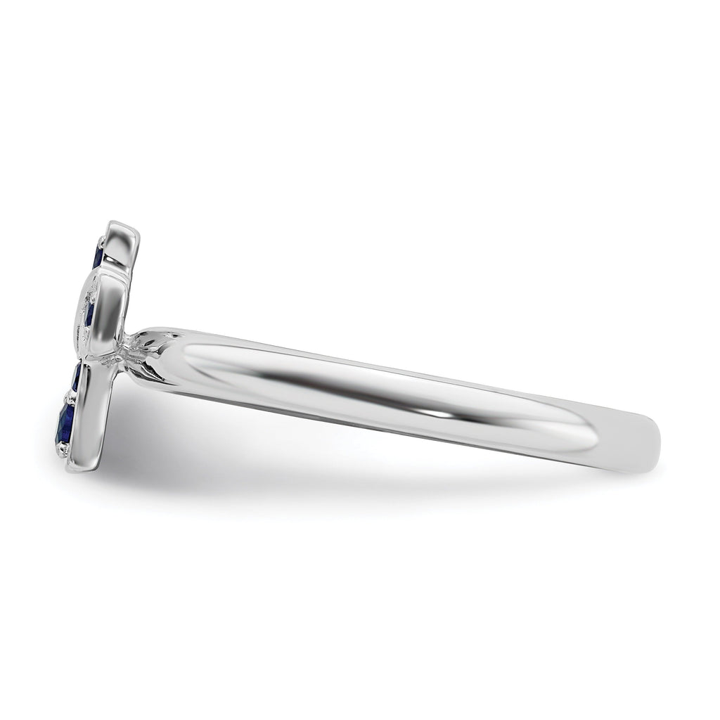 Lab Created Sapphire Silver Stackable Cross Ring
