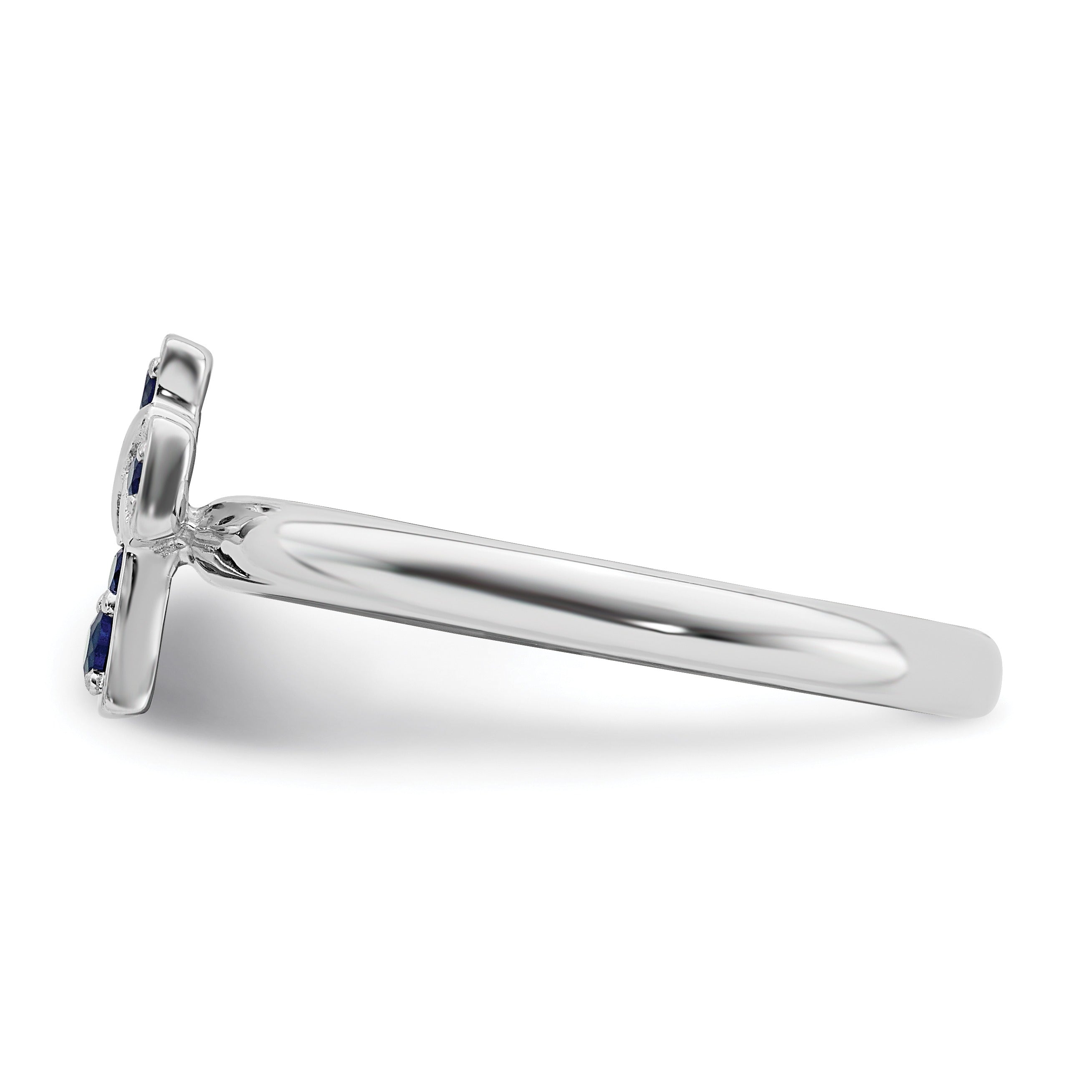 Lab Created Sapphire Silver Stackable Cross Ring