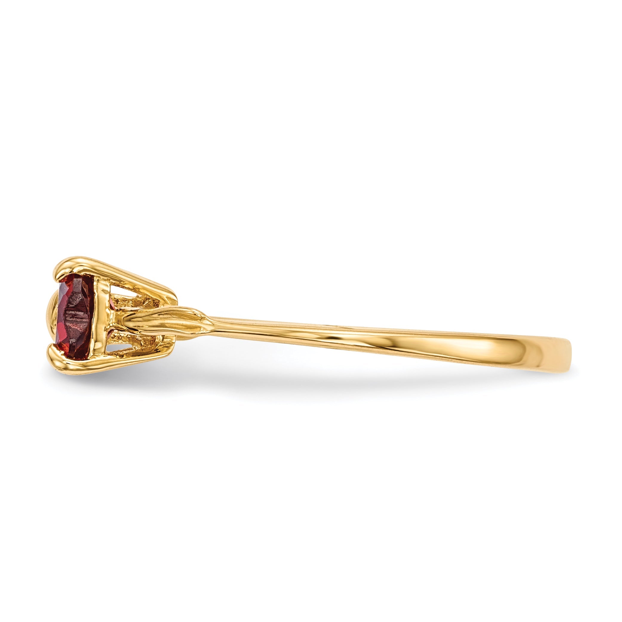 14k Yellow Gold Bow Dual Heart Birthstone Ring