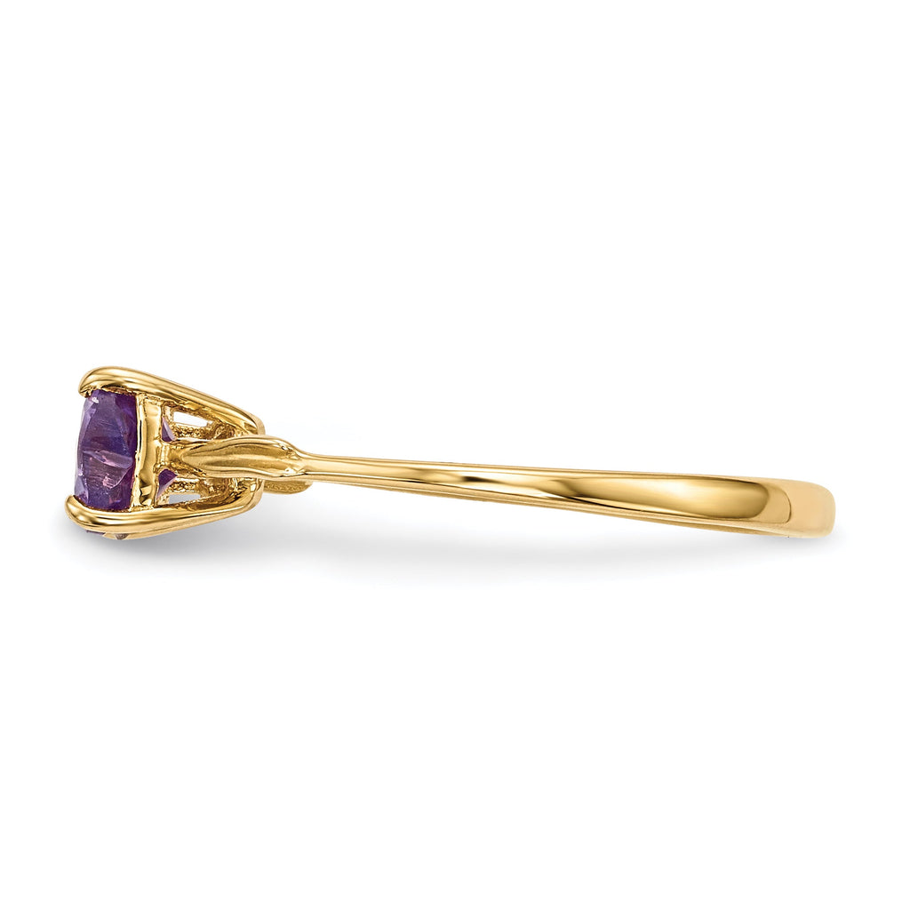 14k Yellow Gold Bow Dual Heart Birthstone Ring