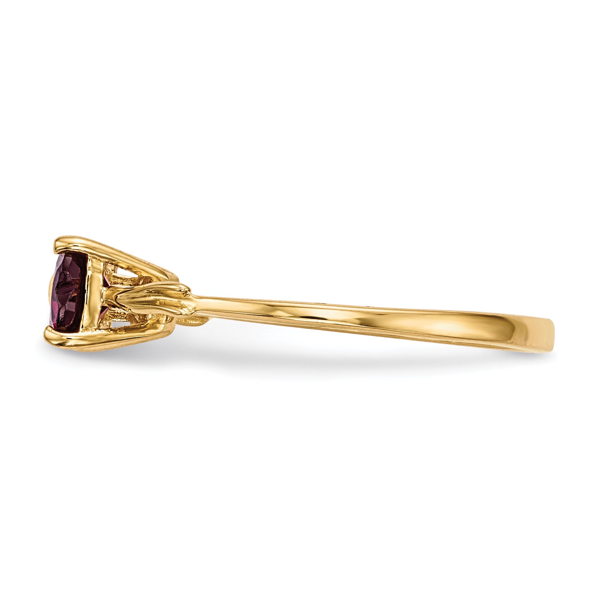 14k Yellow Gold Bow Dual Heart Birthstone Ring