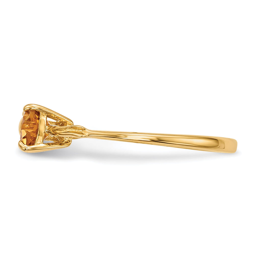 14k Yellow Gold Bow Dual Heart Birthstone Ring