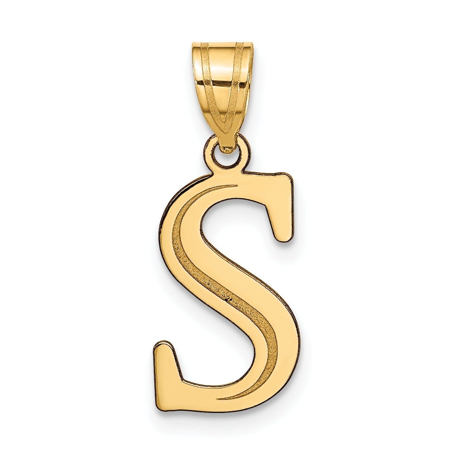 14K Gold Etched Initial Pendants