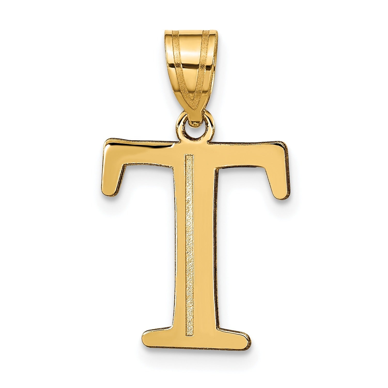 14K Gold Etched Initial Pendants