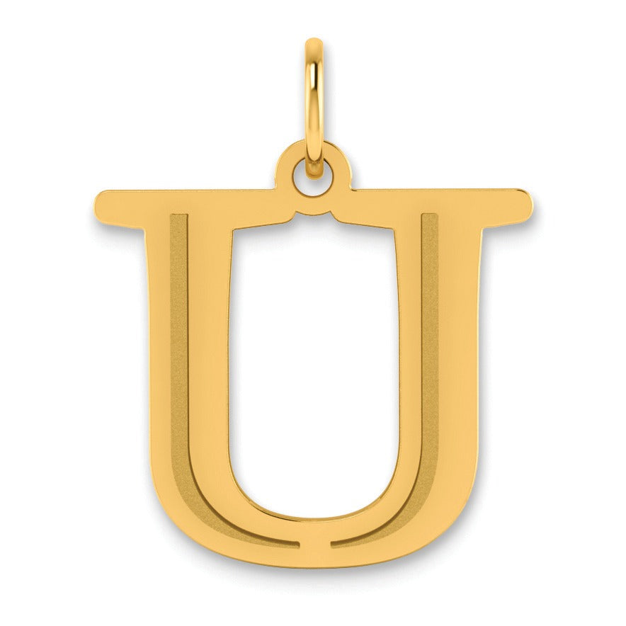 14K Gold Etched Initial Pendants