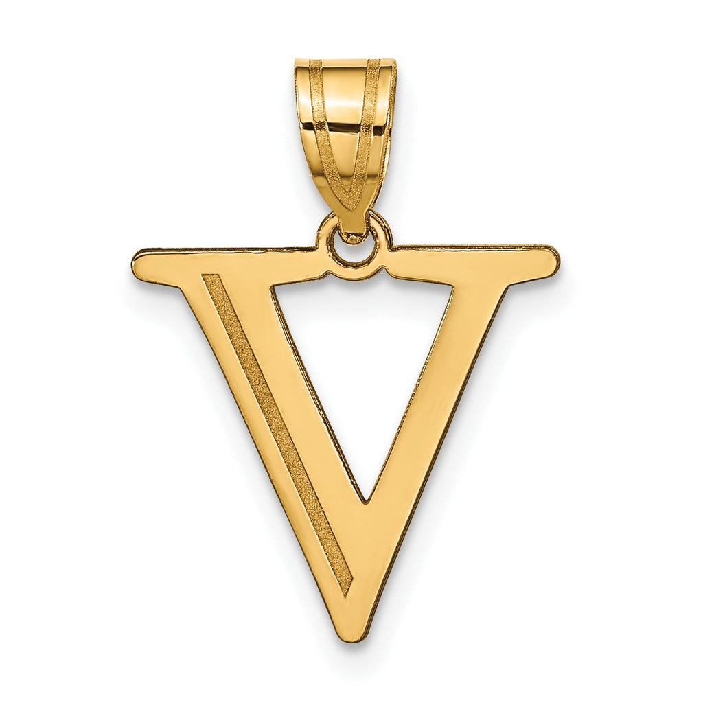 14K Gold Etched Initial Pendants