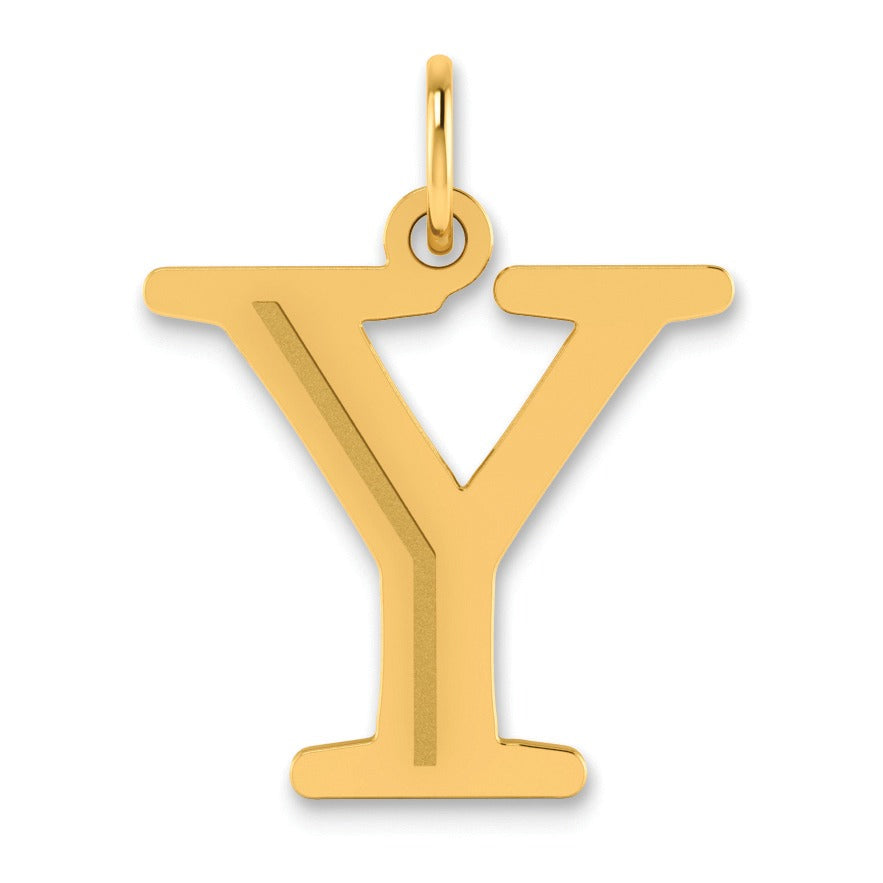 14K Gold Etched Initial Pendants