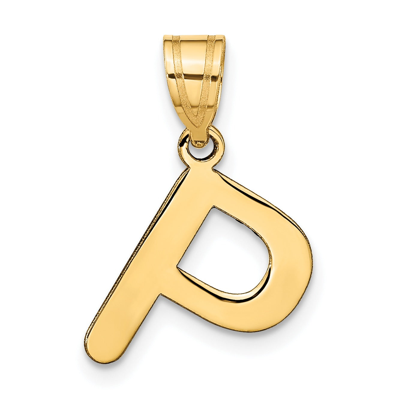 14K Gold Bubble Letter Initial Pendant