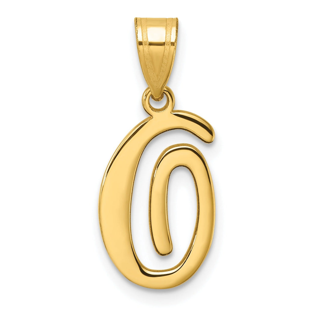 14k Gold Script Initial Charm Pendant