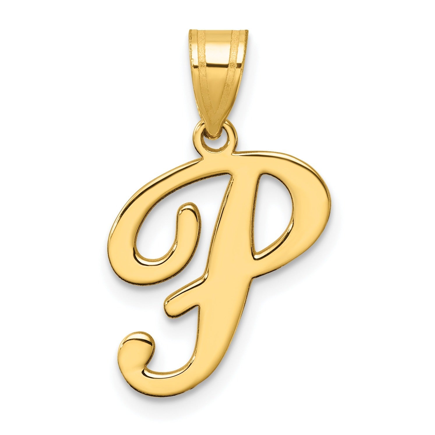 14k Gold Script Initial Charm Pendant